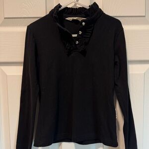 Black Ruffled Long Sleeve Top